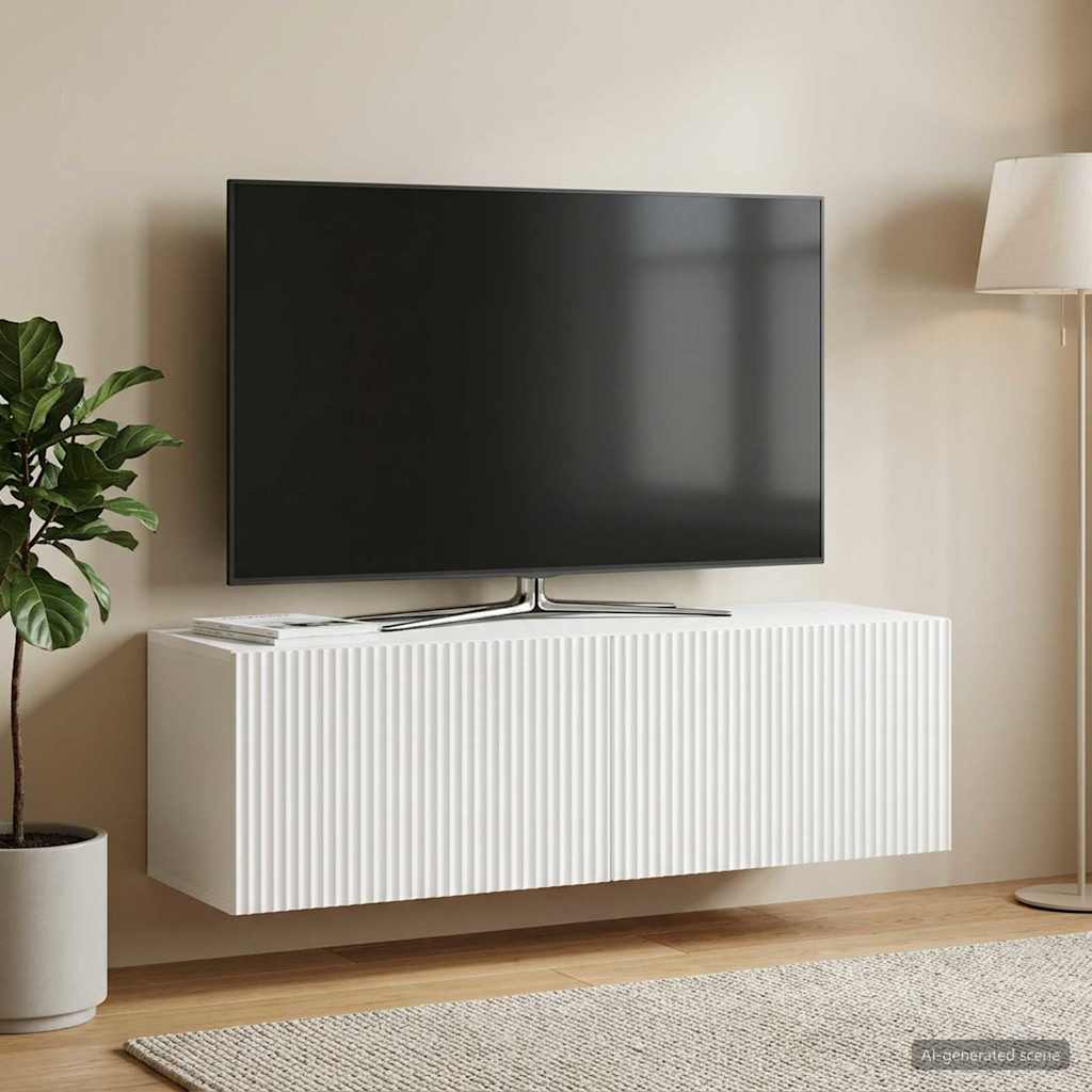 Fali TV szekrény Fehér 98 x 31 x 30 cm Szerelt Fa