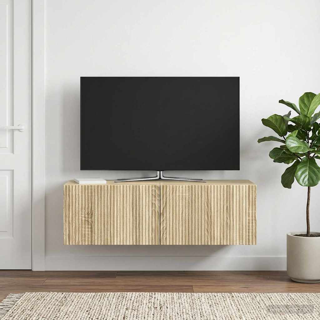 Fali TV szekrény Sonoma Tölgy 98 x 31 x 30 cm Szerelt Fa