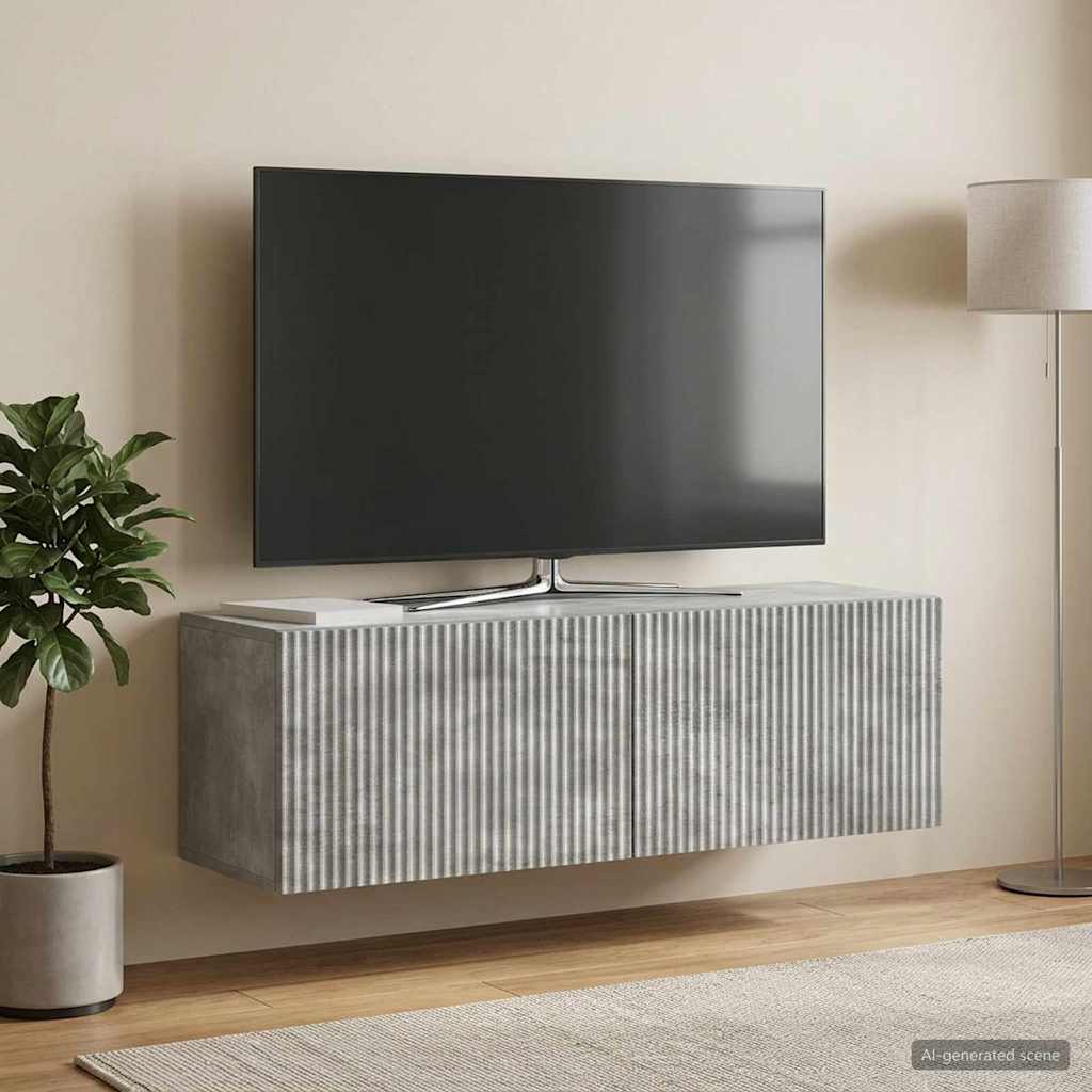 Fali TV szekrény Betonszürke 98 x 31 x 30 cm Szerelt Fa