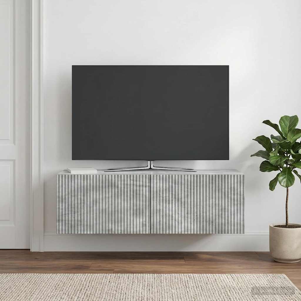 Fali TV szekrény Betonszürke 98 x 31 x 30 cm Szerelt Fa