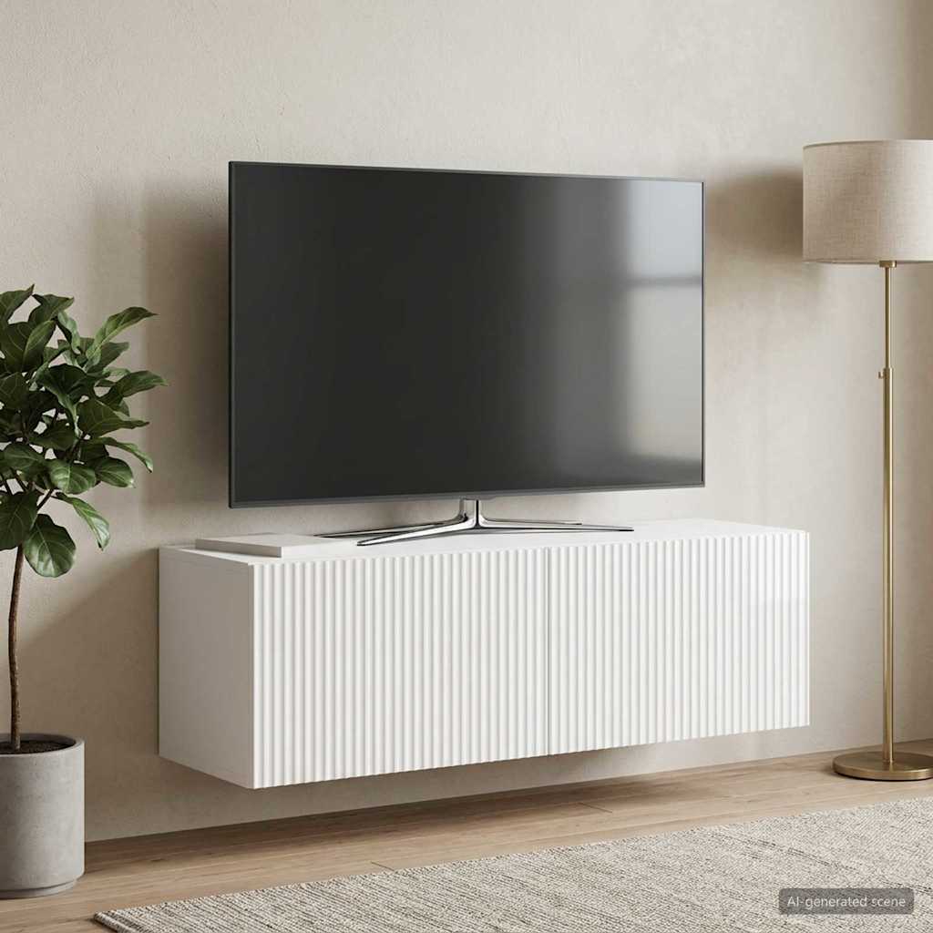 Fali TV szekrény Magasfényű Fehér 98 x 31 x 30 cm Szerelt Fa