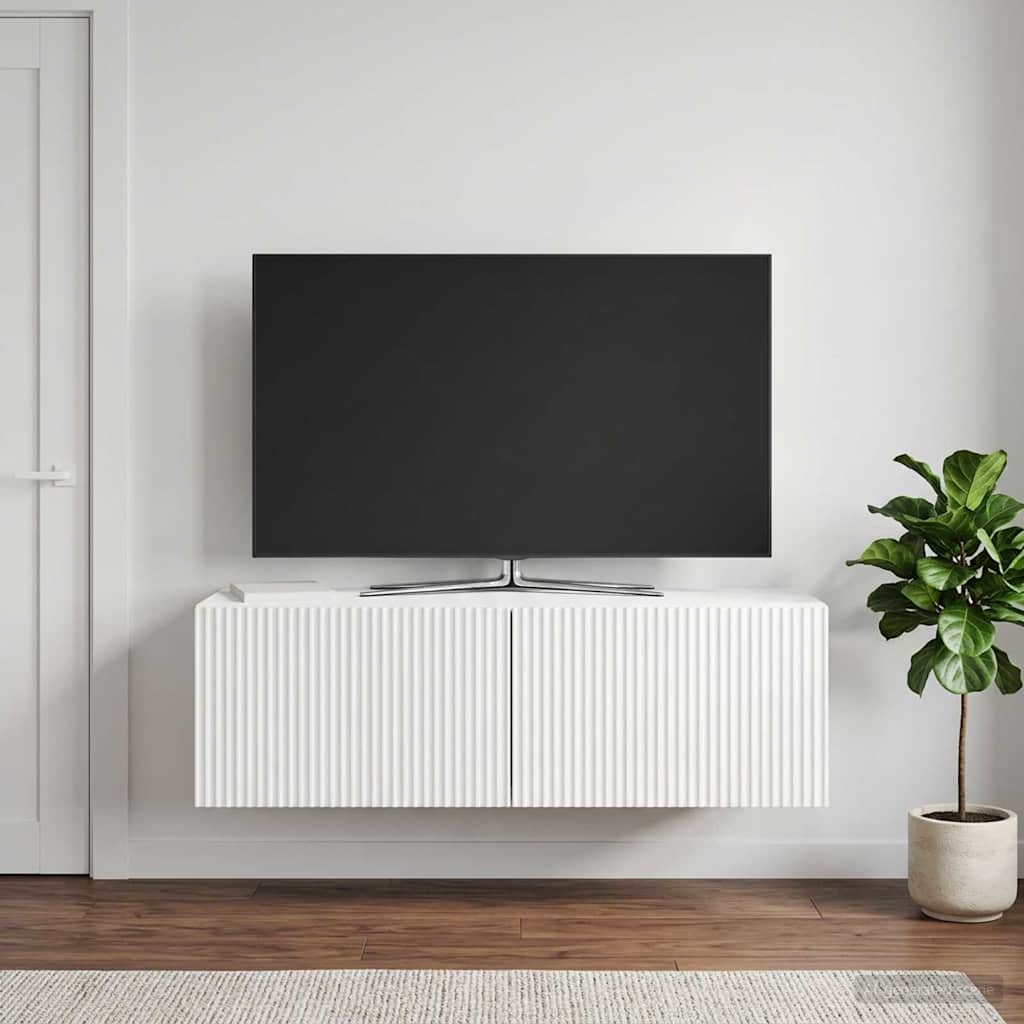 Fali TV szekrény Magasfényű Fehér 98 x 31 x 30 cm Szerelt Fa