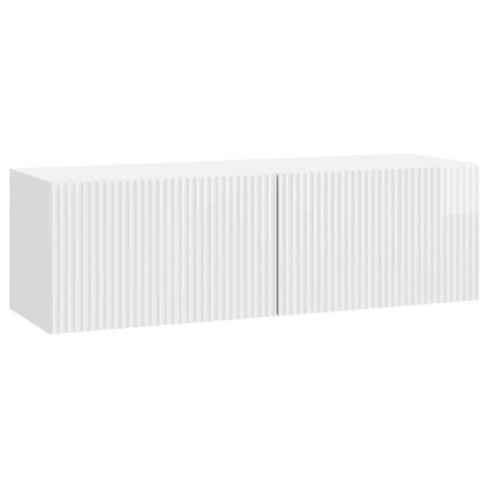 Fali TV szekrény Magasfényű Fehér 98 x 31 x 30 cm Szerelt Fa