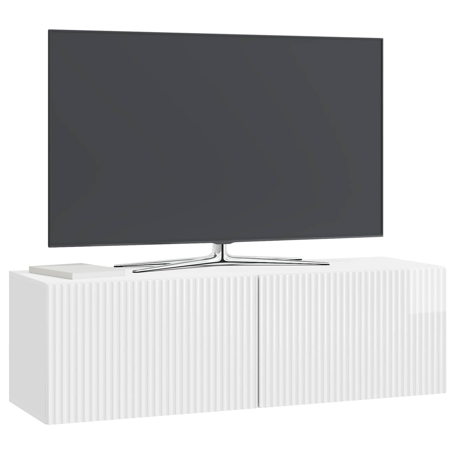 Fali TV szekrény Magasfényű Fehér 98 x 31 x 30 cm Szerelt Fa