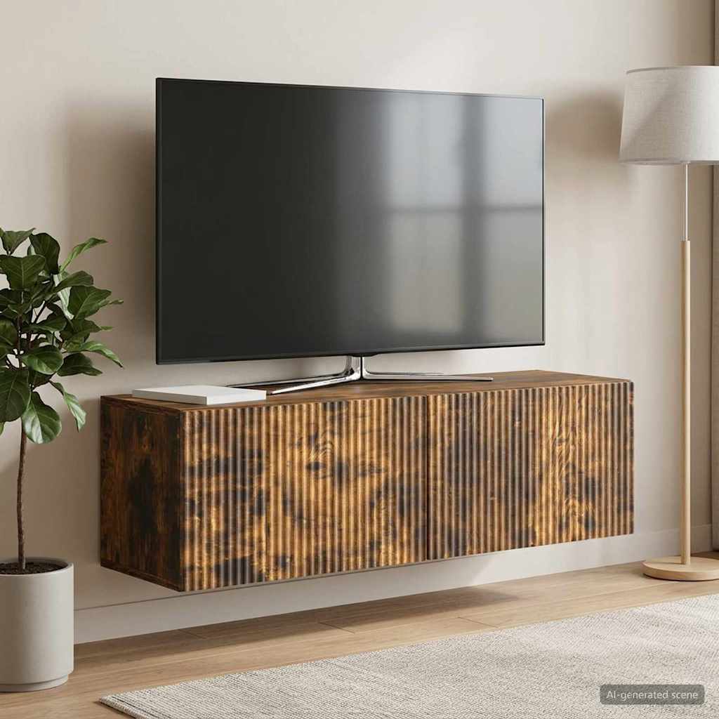 Fali TV szekrény Füstös Tölgy 98 x 31 x 30 cm Szerelt Fa