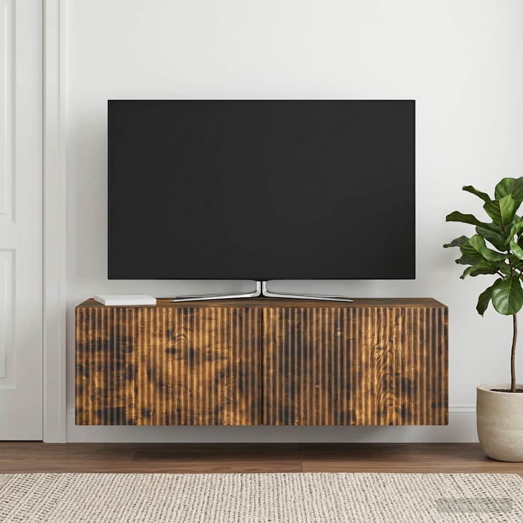 Fali TV szekrény Füstös Tölgy 98 x 31 x 30 cm Szerelt Fa