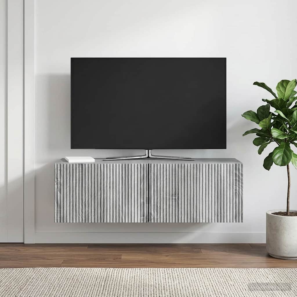 Fali TV szekrény Szürke Sonoma 98 x 31 x 30 cm Szerelt Fa
