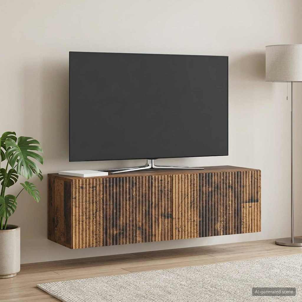 Fali TV szekrény Antik Fa 98 x 31 x 30 cm Szerelt Fa