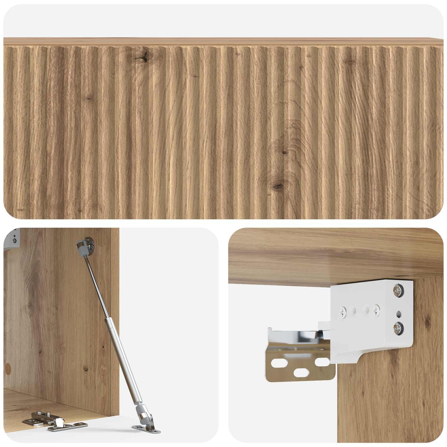 Fali TV szekrény 98 x 31 x 30 cm Kézműves Tölgy Szerelt Fa