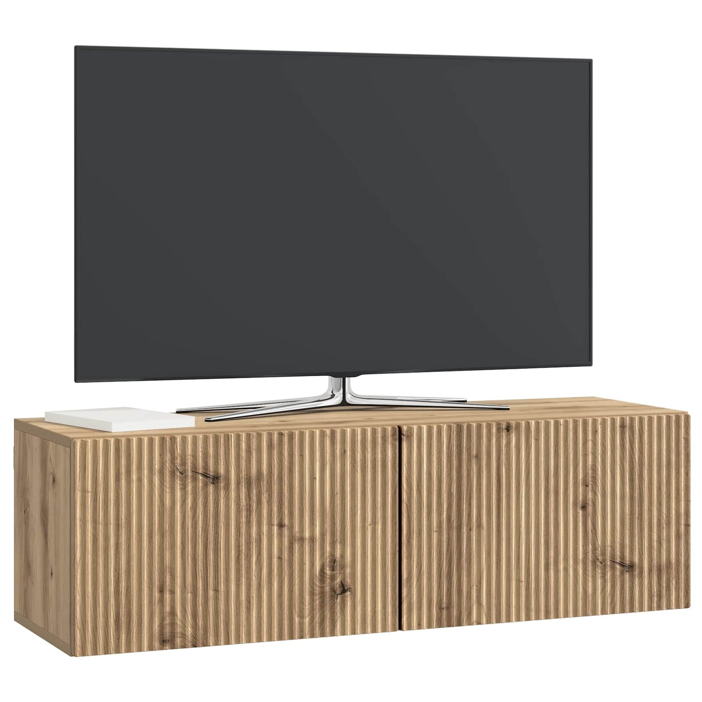 Fali TV szekrény 98 x 31 x 30 cm Kézműves Tölgy Szerelt Fa