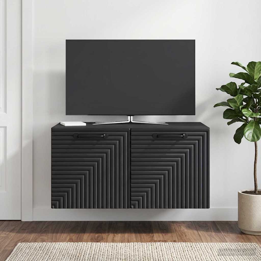 Fali TV szekrény Fekete 59,5 x 41 x 30 cm Szerelt Fa
