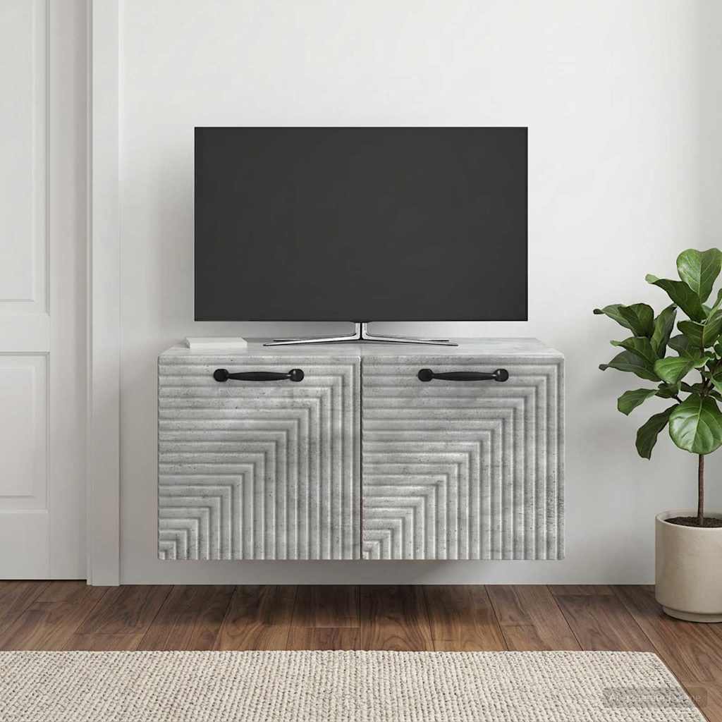 Fali TV szekrény Betonszürke 59,5 x 41 x 30 cm Szerelt Fa