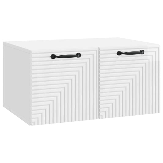 Fali TV szekrény Magasfényű Fehér 59,5 x 41 x 30 cm Szerelt Fa