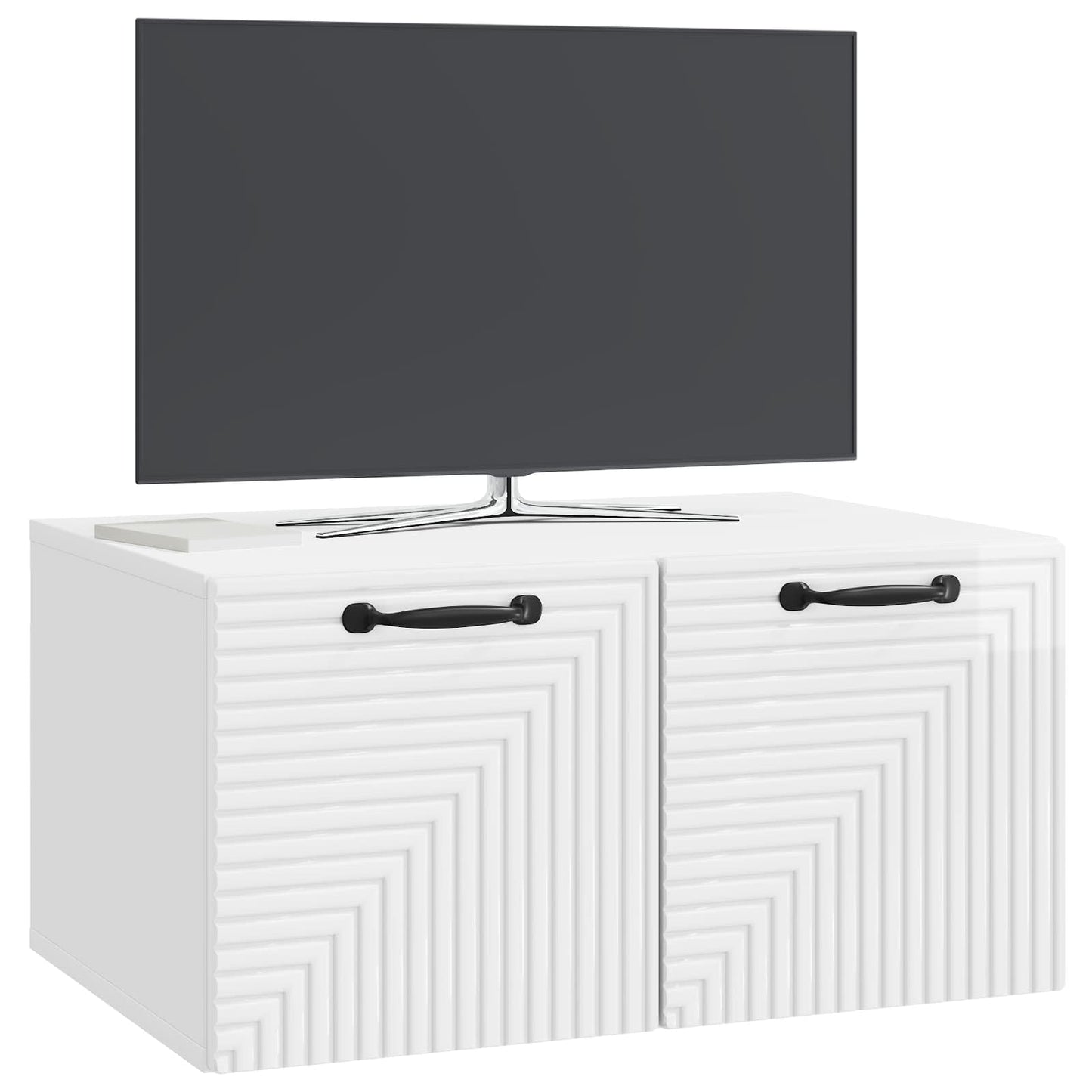 Fali TV szekrény Magasfényű Fehér 59,5 x 41 x 30 cm Szerelt Fa