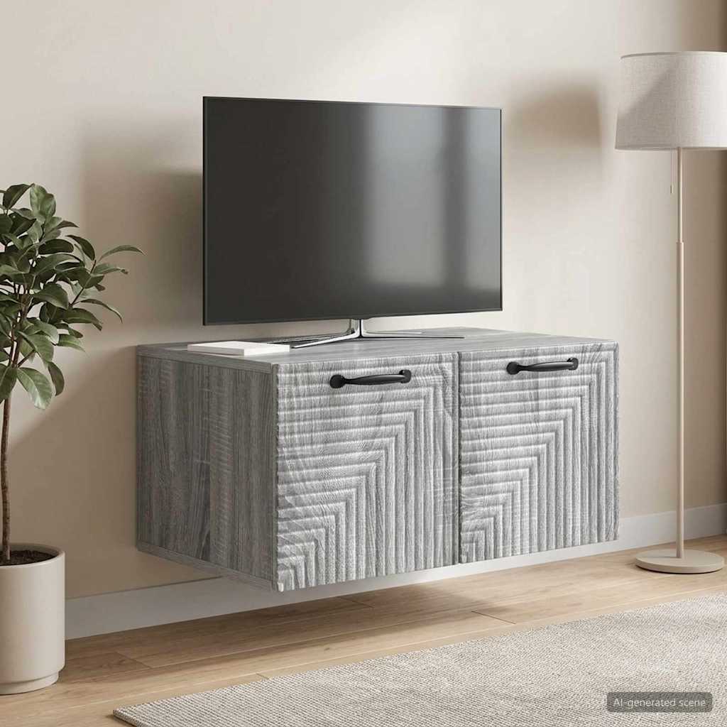 Fali TV szekrény Szürke Sonoma 59,5 x 41 x 30 cm Szerelt Fa