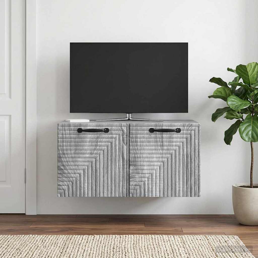 Fali TV szekrény Szürke Sonoma 59,5 x 41 x 30 cm Szerelt Fa