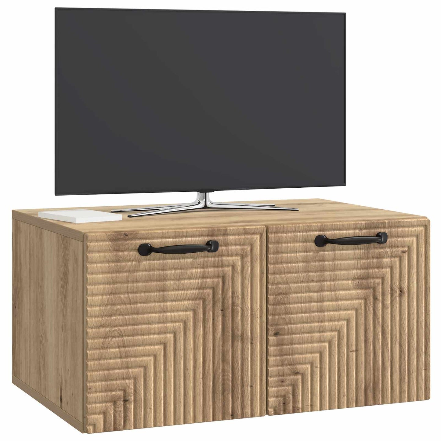 Fali TV szekrény 59,5 x 41 x 30 cm Kézműves Tölgy Szerelt Fa