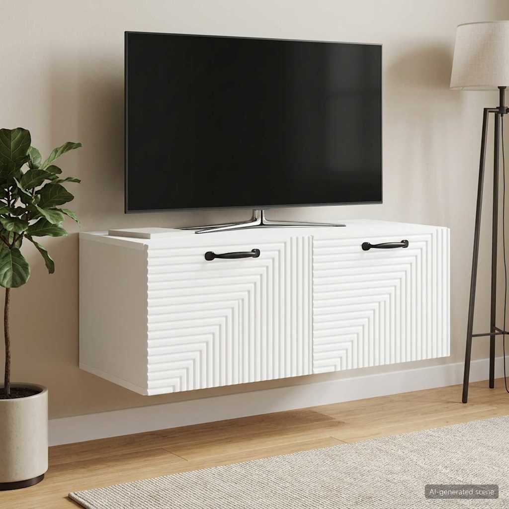 Fali TV szekrény Fehér 78,5 x 41 x 30 cm Szerelt Fa