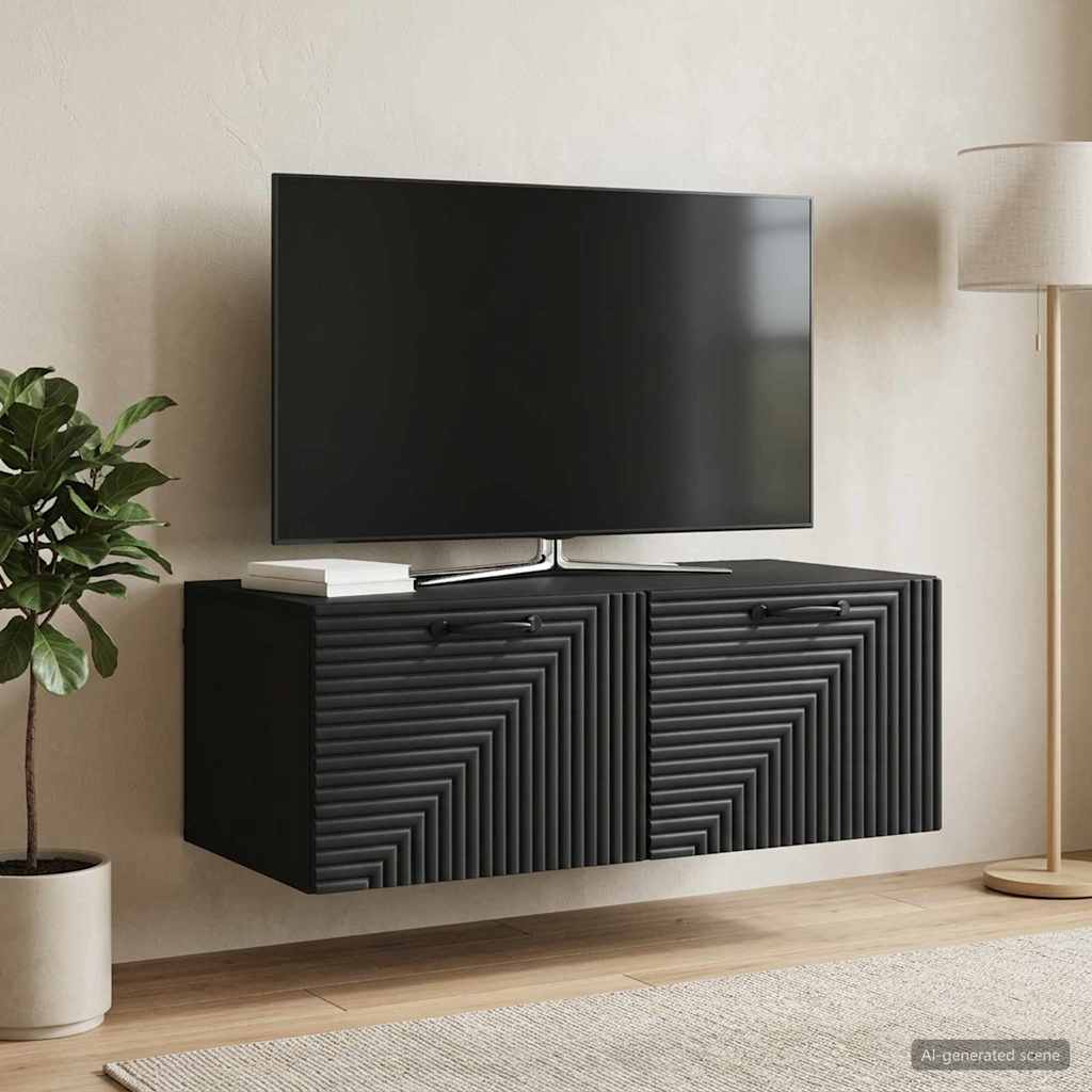 Fali TV szekrény Fekete 78,5 x 41 x 30 cm Szerelt Fa