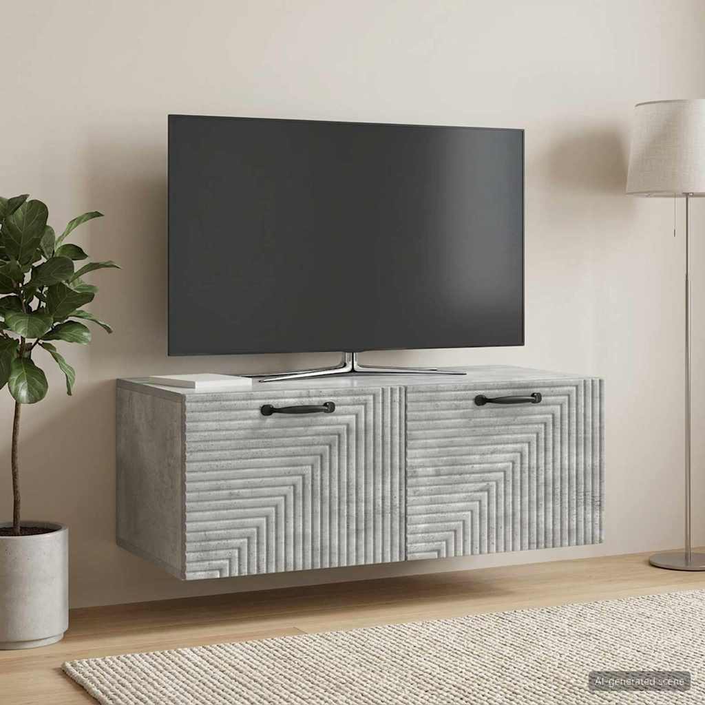 Fali TV szekrény Betonszürke 78,5 x 41 x 30 cm Szerelt Fa