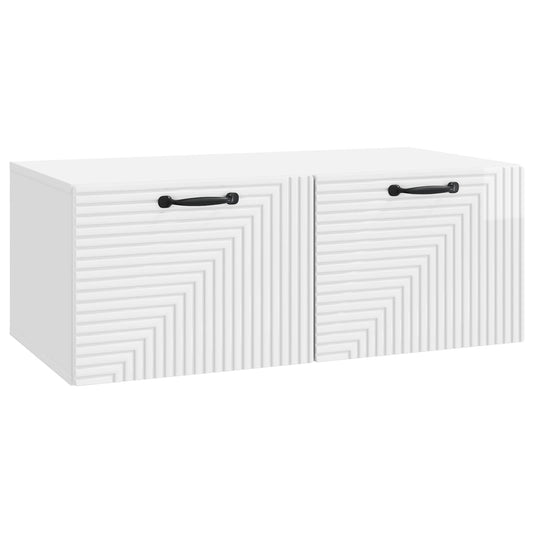 Fali TV szekrény Magasfényű Fehér 78,5 x 41 x 30 cm Szerelt Fa