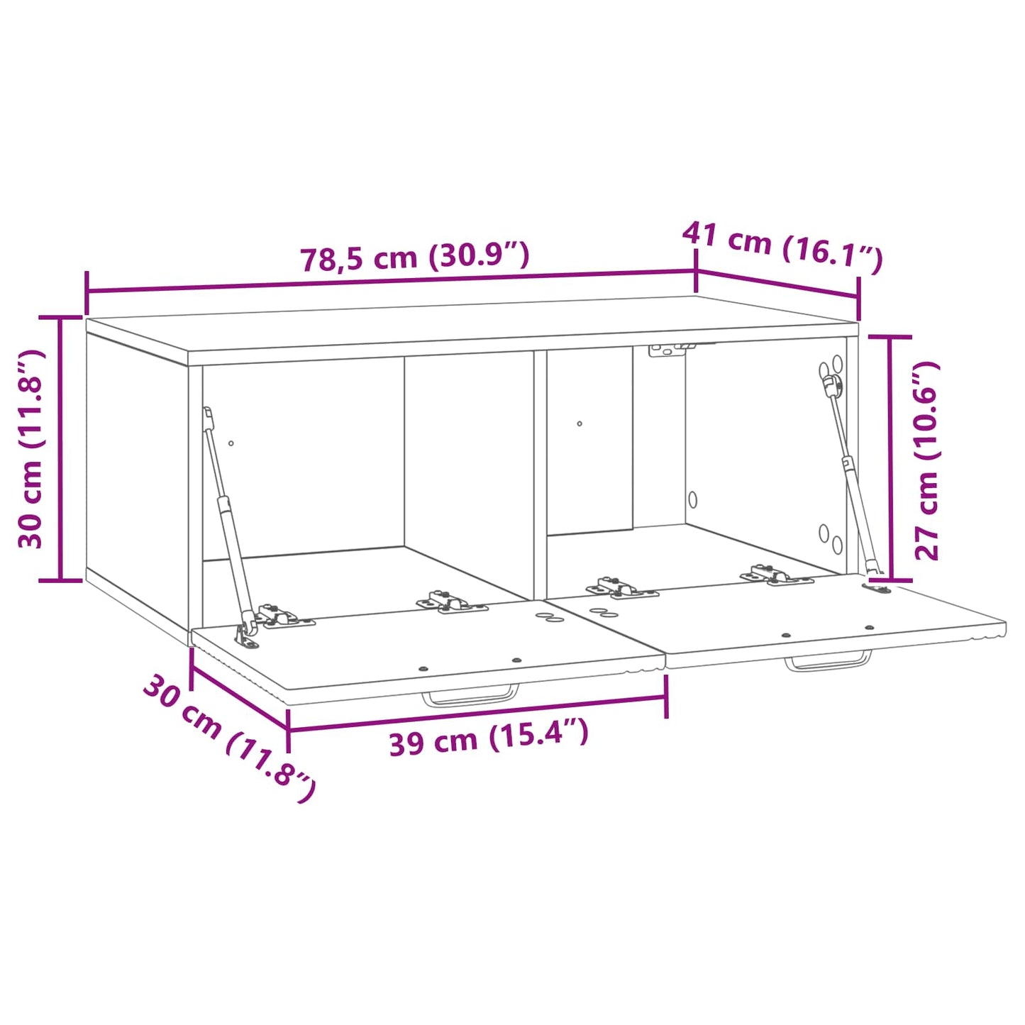 Fali TV szekrény Magasfényű Fehér 78,5 x 41 x 30 cm Szerelt Fa