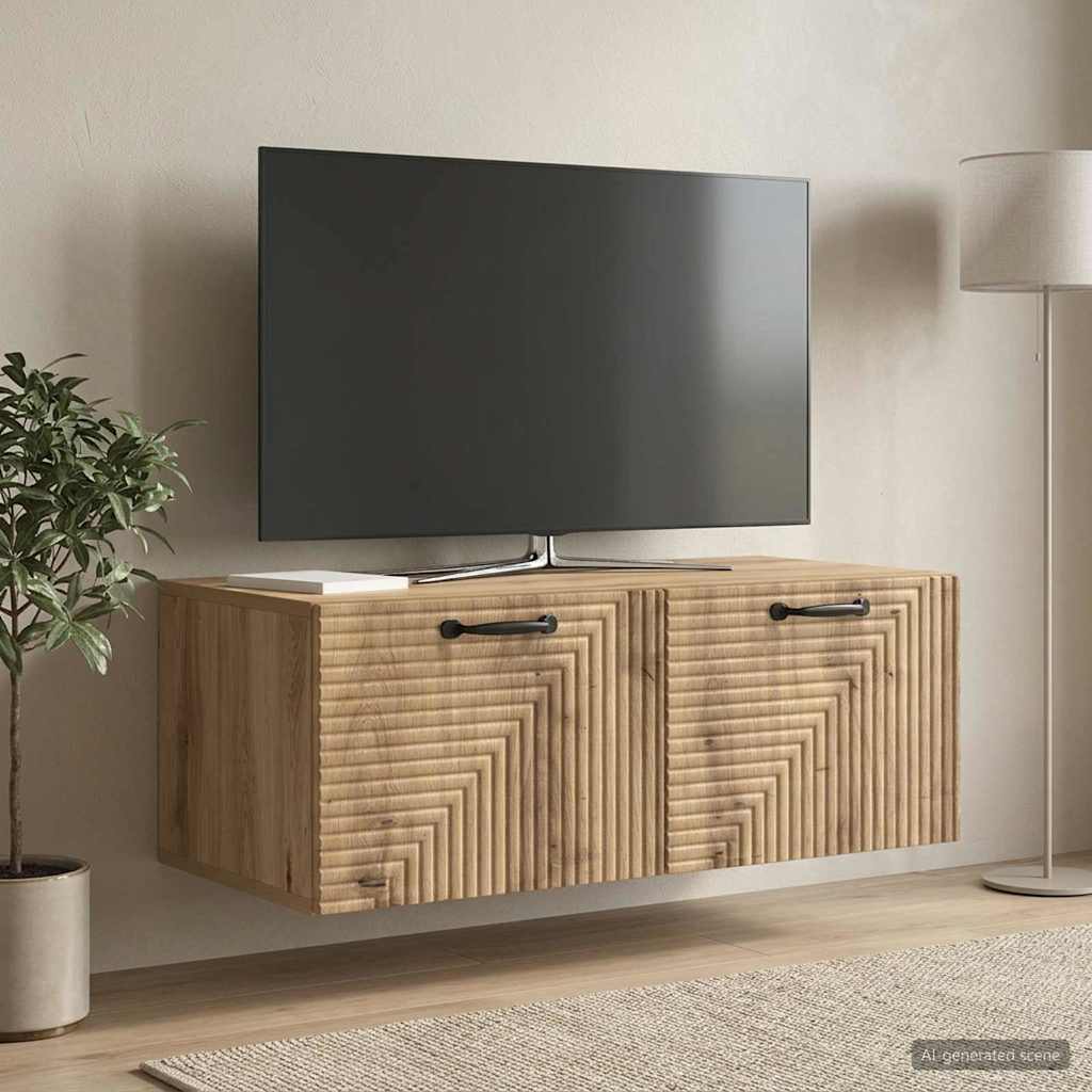 Fali TV szekrény 78,5 x 41 x 30 cm Kézműves Tölgy Szerelt Fa