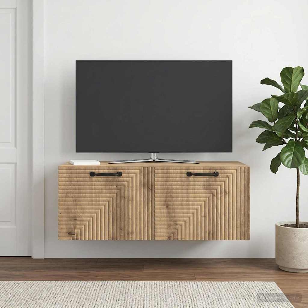 Fali TV szekrény 78,5 x 41 x 30 cm Kézműves Tölgy Szerelt Fa