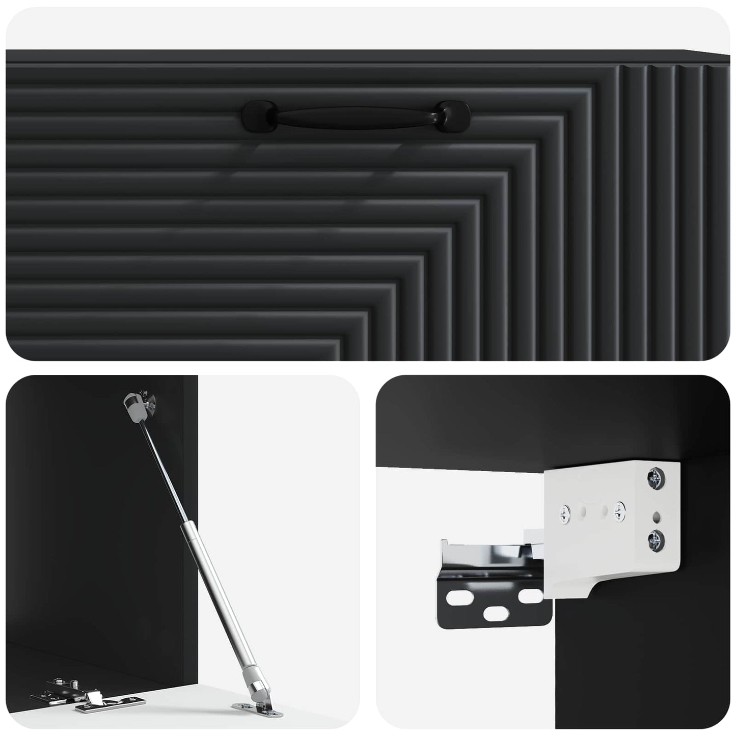 Fali TV szekrény Fekete 98 x 41 x 30 cm Szerelt Fa