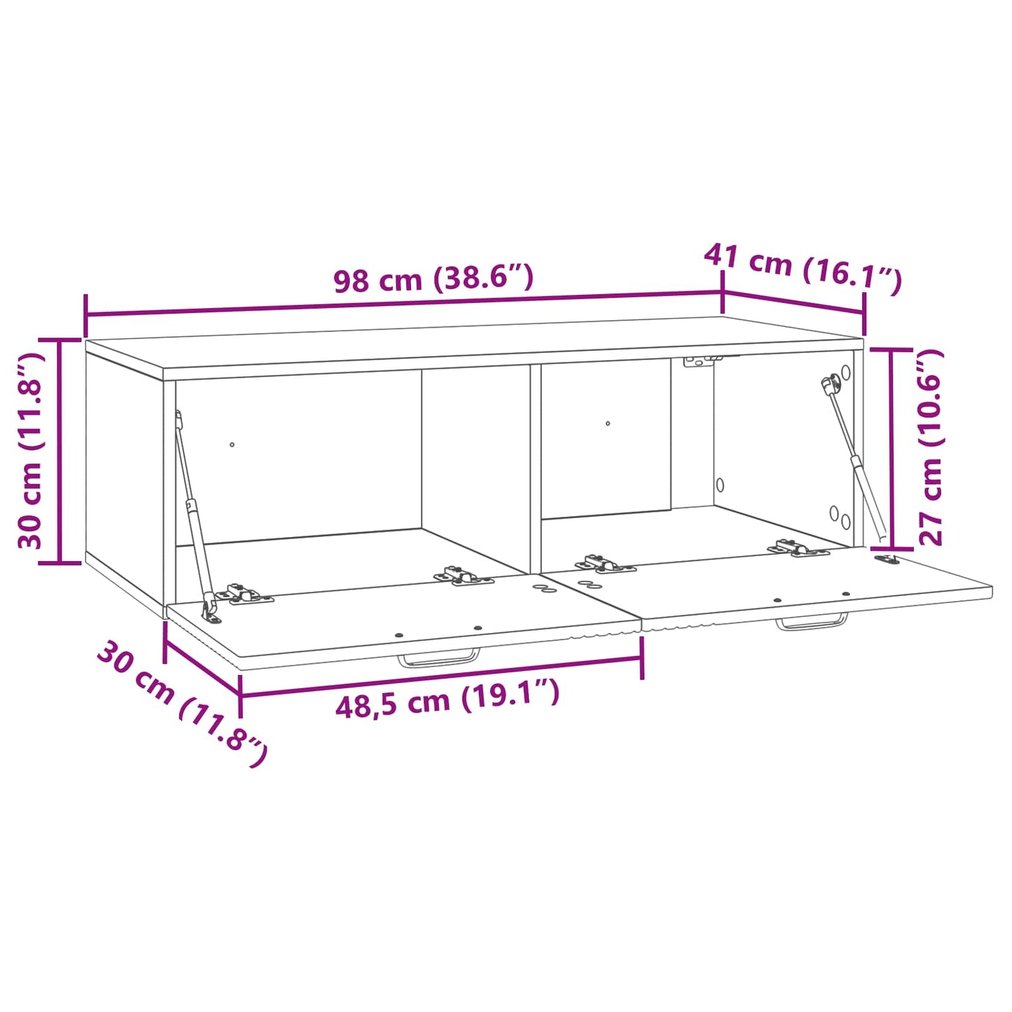 Fali TV szekrény Fekete 98 x 41 x 30 cm Szerelt Fa