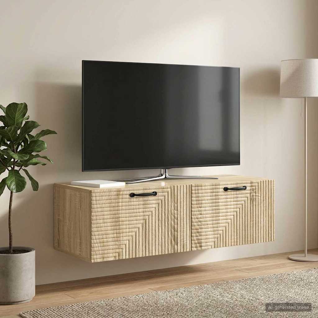 Fali TV szekrény Sonoma Tölgy 98 x 41 x 30 cm Szerelt Fa