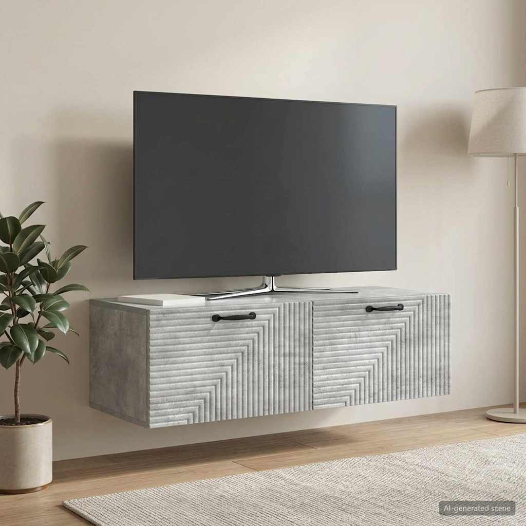 Fali TV szekrény Betonszürke 98 x 41 x 30 cm Szerelt Fa