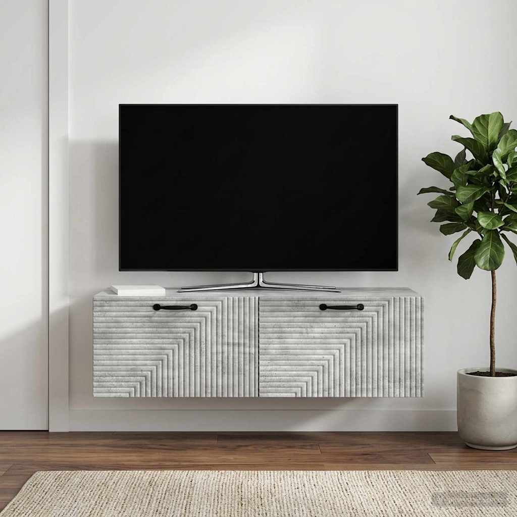 Fali TV szekrény Betonszürke 98 x 41 x 30 cm Szerelt Fa
