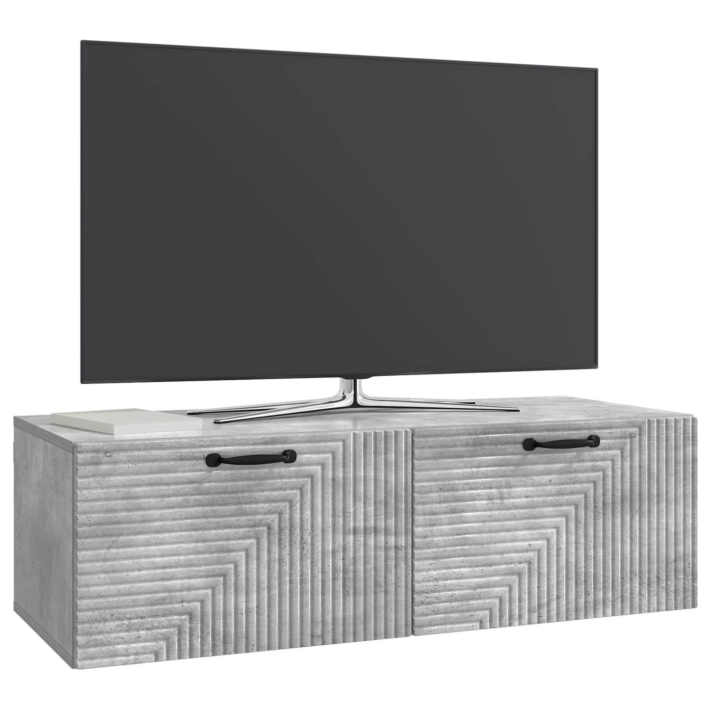 Fali TV szekrény Betonszürke 98 x 41 x 30 cm Szerelt Fa
