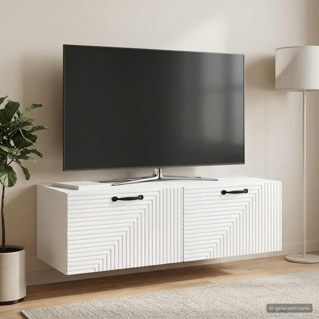 Fali TV szekrény Magasfényű Fehér 98 x 41 x 30 cm Szerelt Fa