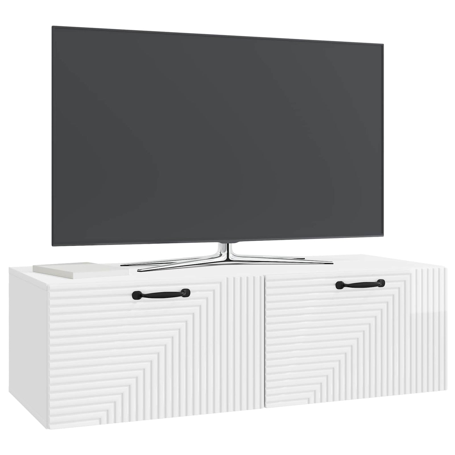 Fali TV szekrény Magasfényű Fehér 98 x 41 x 30 cm Szerelt Fa