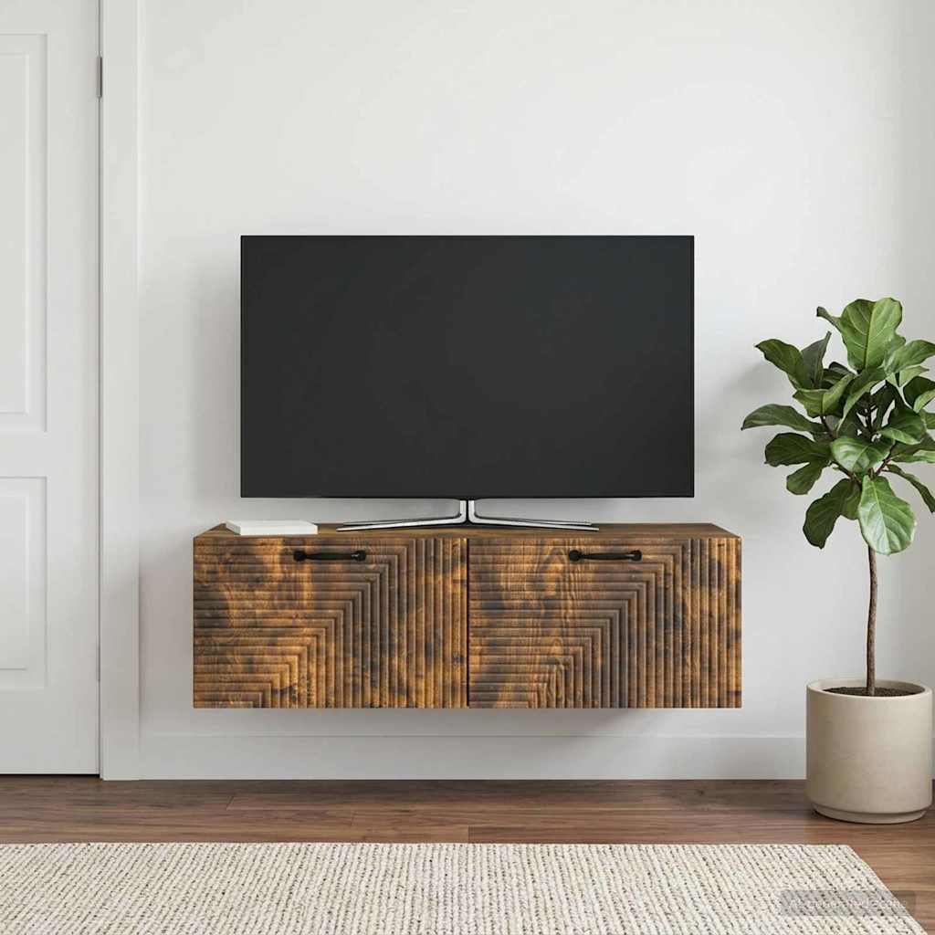 Fali TV szekrény Füstös Tölgy 98 x 41 x 30 cm Szerelt Fa