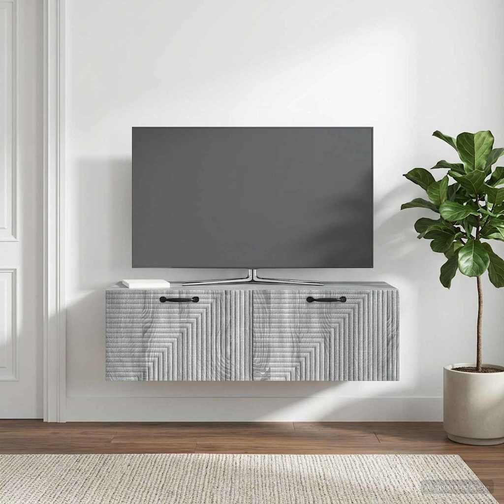 Fali TV szekrény Szürke Sonoma 98 x 41 x 30 cm Szerelt Fa