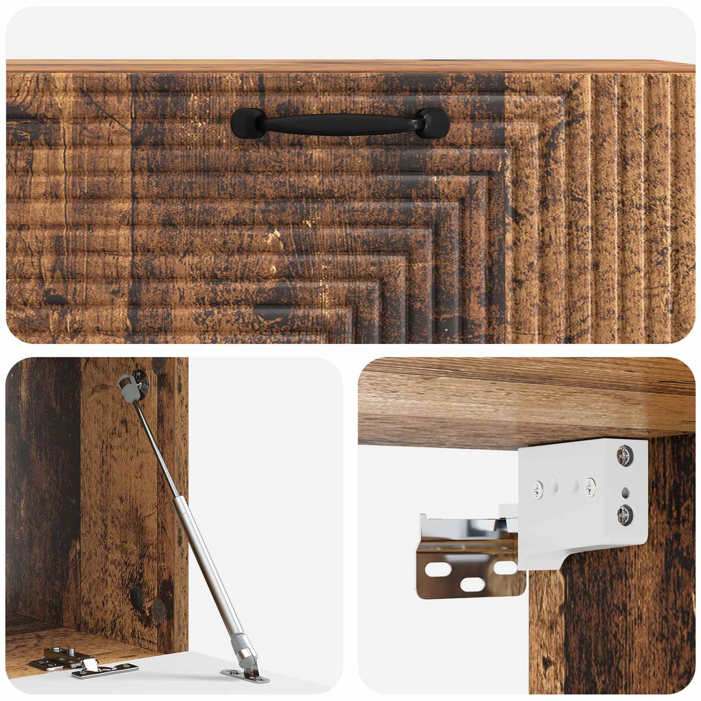 Fali TV szekrény Antik Fa 98 x 41 x 30 cm Szerelt Fa