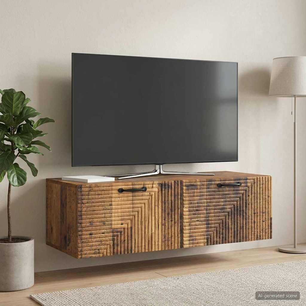 Fali TV szekrény Antik Fa 98 x 41 x 30 cm Szerelt Fa
