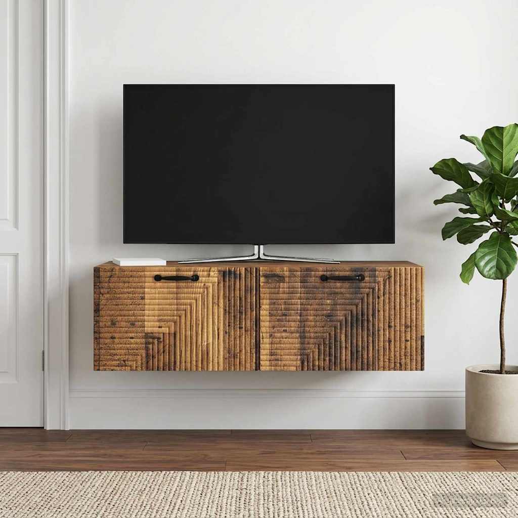 Fali TV szekrény Antik Fa 98 x 41 x 30 cm Szerelt Fa