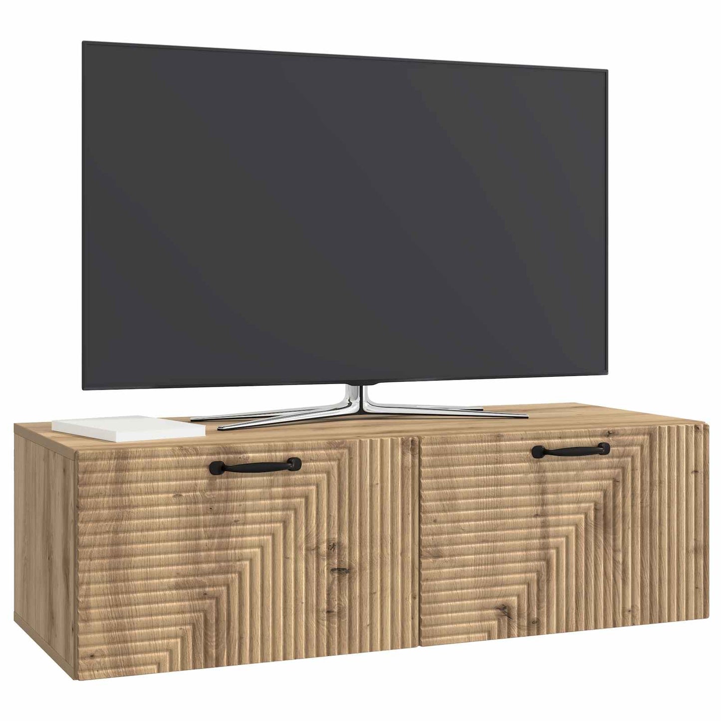 Fali TV szekrény 98 x 41 x 30 cm Kézműves Tölgy Szerelt Fa