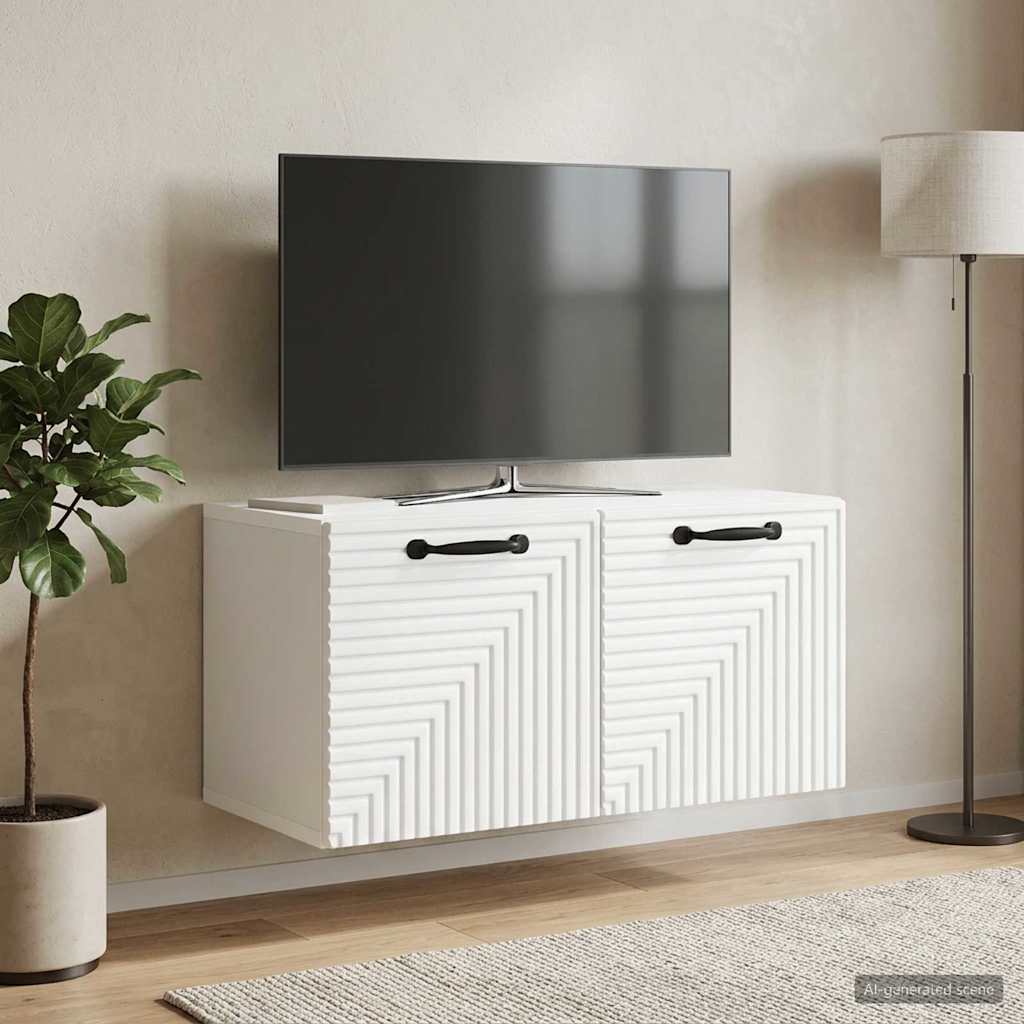 Fali TV szekrény Fehér 59,5 x 31 x 30 cm Szerelt Fa