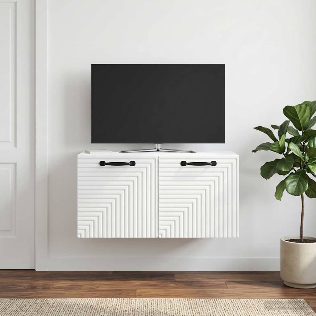 Fali TV szekrény Fehér 59,5 x 31 x 30 cm Szerelt Fa