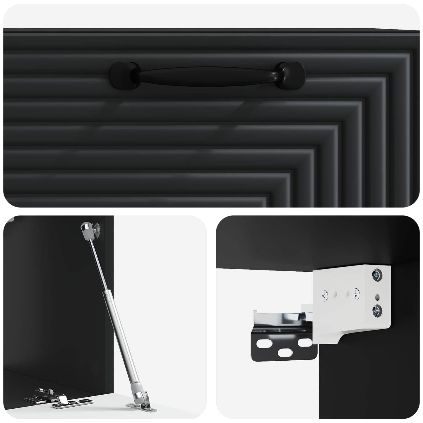 Fali TV szekrény Fekete 59,5 x 31 x 30 cm Szerelt Fa