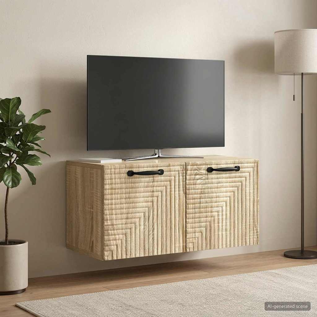 Fali TV szekrény Sonoma Tölgy 59,5 x 31 x 30 cm Szerelt Fa