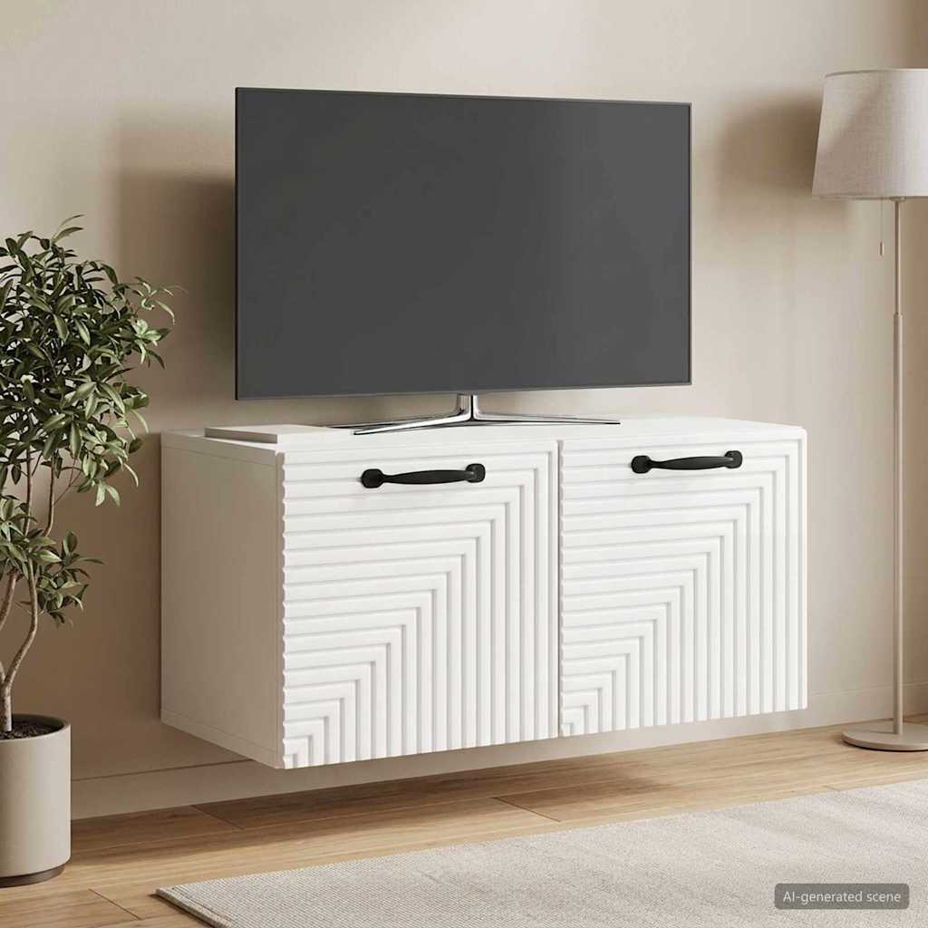 Fali TV szekrény Magasfényű Fehér 59,5 x 31 x 30 cm Szerelt Fa
