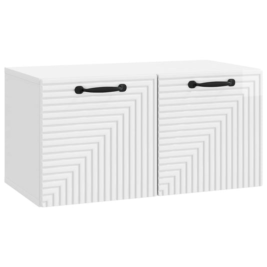 Fali TV szekrény Magasfényű Fehér 59,5 x 31 x 30 cm Szerelt Fa
