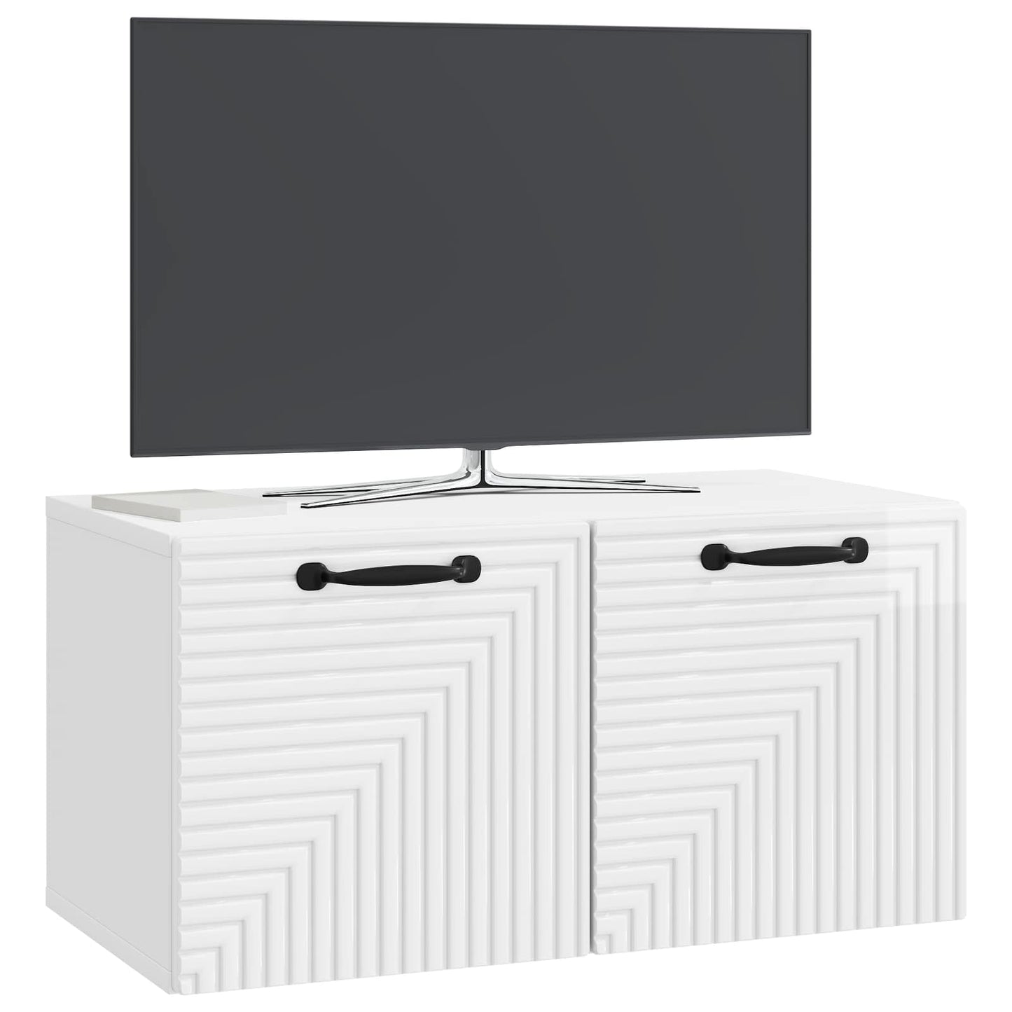 Fali TV szekrény Magasfényű Fehér 59,5 x 31 x 30 cm Szerelt Fa