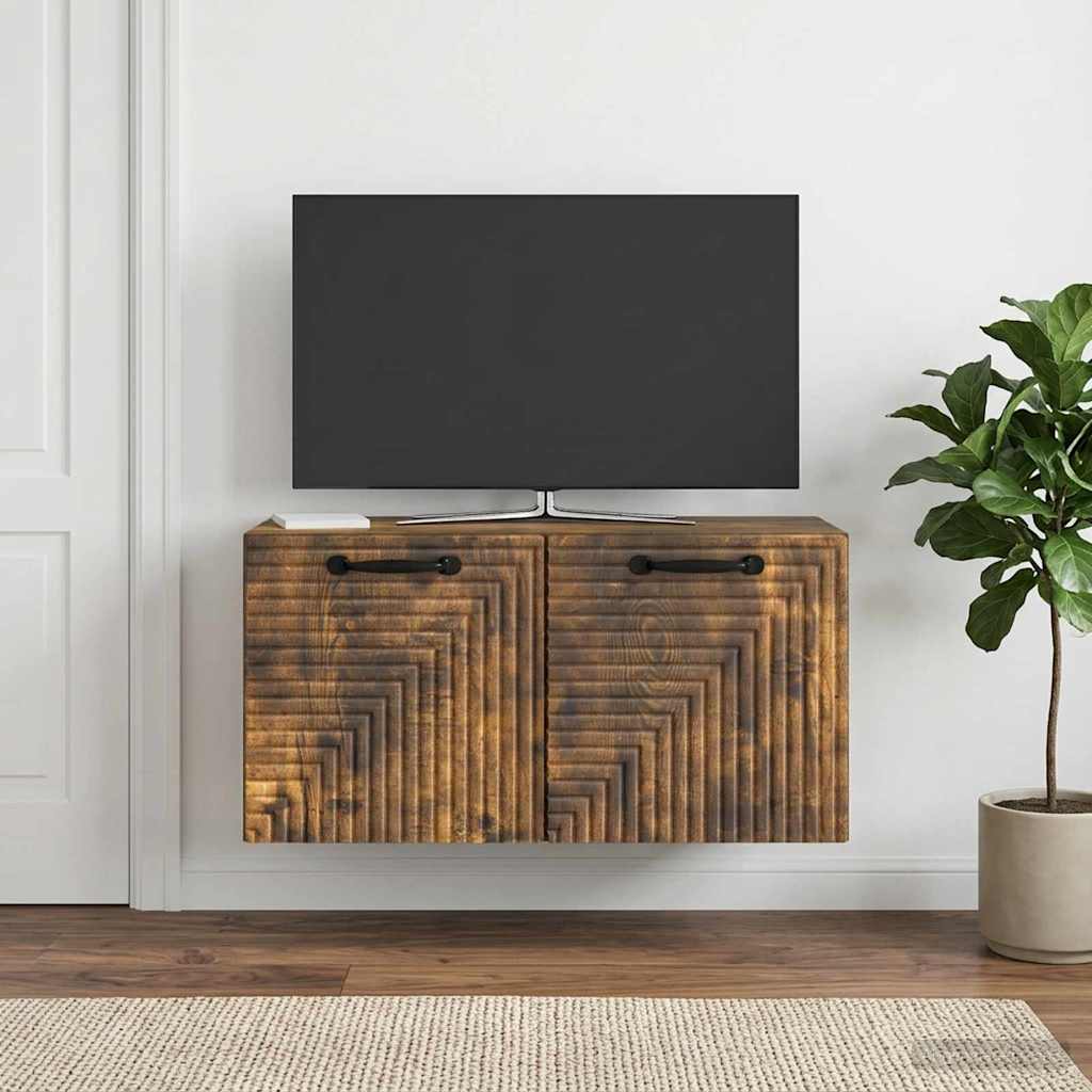 Fali TV szekrény Füstös Tölgy 59,5 x 31 x 30 cm Szerelt Fa